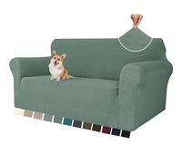 YSTELLAA Housse De Canapé 2 Places Extensible,Universelle, Vert Haricot | Housse Canapé avec Accoudoirs, Sofa Cover Antidérapante Et Lavable, Super Extensible, Résistante Aux Griffure