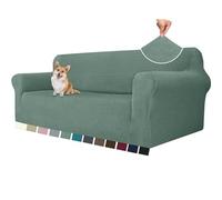 YSTELLAA Housse De Canapé 3 Places Extensible,Universelle, Vert Haricot | Housse Canapé avec Accoudoirs, Sofa Cover Antidérapante Et Lavable, Super Extensible, Résistante Aux Griffure