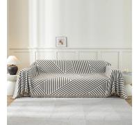 YSTELLAA Housse De Canapé 4 Places, 180×380CM, Café Foncé-Line | Protection Sofa, Jeté De Canapé Grande Taille Épaisses, Four Seasons, Décoration Intérieure pour Le Salon