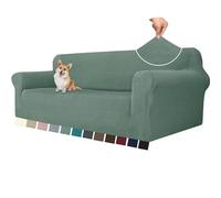 YSTELLAA Housse De Canapé 4 Places Extensible,Universelle, Vert Haricot | Housse Canapé avec Accoudoirs, Sofa Cover Antidérapante Et Lavable, Super Extensible, Résistante Aux Griffure