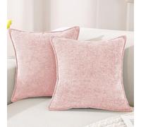 YSTELLAA Housse de Coussin Luxe Chenille Lot de 2, 40x40cm, Super Doux Housse Coussin Canape Canapé, Taie d'oreiller avec Fermeture Eclair Cachée, Maison Salon Chambre Décoration, Rose