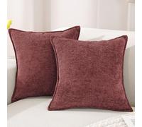 YSTELLAA Housse de Coussin Luxe Chenille Lot de 2, 40x40cm, Super Doux Housse Coussin Canape Canapé, Taie d'oreiller avec Fermeture Eclair Cachée, Maison Salon Chambre Décoration, Bordeaux