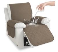 YSTELLAA Housse Fauteuil Relax 1 Place, Lavable, Café Clair | Housse De Fauteuil Inclinable, Housse Fauteuil Antidérapant Avec Poches Latérales, Housse Pour Fauteuil Relax Electrique
