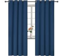 YSTELLAA Rideau 100% Occultant Effet Lin, Lot De 2, 140×240cm, Bleu | Rideau Thermique Isolant Anti Froid Et Chaleur, À Oeillets, Anti Bruit, Pour Salon Et Chambre