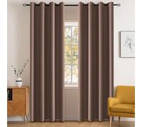 YSTELLAA Rideau Occultant Salon Lot De 2, 140×160CM, Marrone | Rideau Thermique Isolant Anti Froid Et Chaleur, À Oeillets, Anti Bruit, pour Salon Et Chambre, Exterieur Terrasse