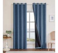 Ystyle 100% Rideau Occultant Lot De 2, 117x228cm, Effet Lin, Rideau Thermique Isolant Anti Froid Et Chaleur, Rideaux Anti Bruit Anti UV, avec Oeillet, pour Moderne Salon Et Chambre, Bleu