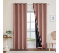 Ystyle 100% Rideau Occultant Lot De 2, 140x175cm, Effet Lin, Rideau Thermique Isolant Anti Froid Et Chaleur, Rideaux Anti Bruit Anti UV, avec Oeillet, pour Moderne Salon Et Chambre, Café Rouge