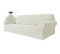 Ystyle Housse Canapé 4 Places avec Accoudoirs, Extensible Housses de Canapé, Universelle Housse Canape Protection Chat Chiens Griffures, Housse Fauteuil Antidérapante, Blanc Naturel