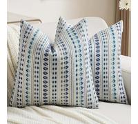 Ystyle Housse Coussin 40x40 - Lot de 2, en Chenille Douce, Housse de Coussin à Rayures Décoratives Style Champêtre, Adaptée Aux Canapés de Salon et de Chambre, Bleu Gris