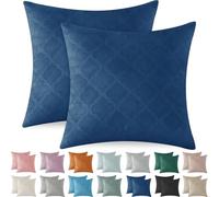 Ystyle Housse Coussin Canape 40x40 en Velours Lot de 2 Décoration Housse de Coussin Taie d'oreiller Doux pour Chambre Salon Jardin Fauteuil Lit Luxe Moderne Durable, Coussin Bleu Foncé
