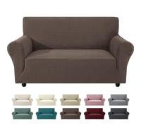 Ystyle Housse de Canape 2 Places avec Accoudoirs, Café Clair | Housse de Canapé Extensible,Protège Canapé Chats & Poils,Anti-Tache,Lavable,Rénove le Canapé du Salon,pour Enfant