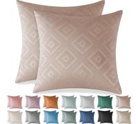 Ystyle Housse de Coussin 50x50 Decoration Salon en Velours Côtelé Super Doux Coussin Canapé Décoratif Salon Banc Fauteuil Tete de Lit Couleur Unie sans Oreiller Lot de 2, Coussin Rose Gris