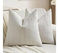 Ystyle Housse de Coussin Luxe Chenille Lot de 2, 40x40cm, Housse de Coussin Texturées à Rayures en Relief, Cushion Covers Élégantes Modernes Résistantes, pour Maison Salon Chambre, Crème