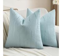 Ystyle Housse de Coussin Luxe Chenille Lot de 2, 40x40cm, Housse de Coussin Texturées à Rayures en Relief, Cushion Covers Élégantes Modernes Résistantes, pour Maison Salon Chambre, Bleu Clair
