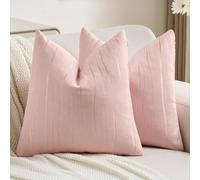 Ystyle Housse de Coussin Luxe Chenille Lot de 2, 50x50cm, Housse de Coussin Texturées à Rayures en Relief, Cushion Covers Élégantes Modernes Résistantes, pour Maison Salon Chambre, Rose