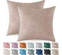 Ystyle Housses de Coussins 60x60 pour Canapé Velours Côtelé Super Doux Lot de 2 Housses de Coussin pour Lit Adulte Chaise Jardin Fauteuil Décoration Intérieure et Extérieure, Coussin Rose Gris