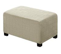 Ystyle Housses de Pouf Rectangulaire Extensible, L, Khaki | Housse Ottomane Carré Extensible Jacquard, Résistant aux Taches et Lavable en Machine, Convient au Salon et à la Chambre
