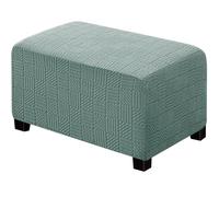 Ystyle Housses de Pouf Rectangulaire Extensible, L, Vert Sauge | Housse Ottomane Carré Extensible Jacquard, Résistant aux Taches et Lavable en Machine, Convient au Salon et à la Chambre