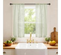 Ystyle Rideau Transparent Lot De 2, 70x240 CM, Vert Clair | Rideau Cuisine Lin Effet, Voilage Intérieurs Passe Tringle Léger, Décoration Maison Moderne Pour Chambre Salon Balcon