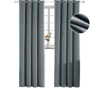 Ystyle Rideau Velours Thermiques 2 Pièce, Rideau Occultant 100%, 140×280 Rideaux Moderne Chambre Salon, Gris