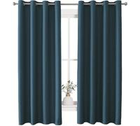 Ystyle Rideaux Effet Lin Lot De 2, Rideau Thermique Isolant Anti Froid Et Chaleur, Rideau Phonique, 140x180 cm, Bleu Marine