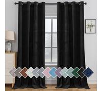 YSTYLE Rideaux occultants pour chambre et salon - Lot de 2 panneaux, rideaux thermiques isolants, 140 x 280 cm, SEHLR, Noir
