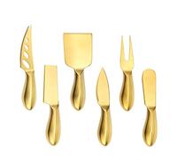 YsXoWiui Ensemble de 4 Pièces : Coupe-fromage, Fourchette à Beurre, Manche En Bois, Acier Inoxydable. Idéal pour Les Fêtes, Les Anniversaires et La Décoration, 6 pièces d'or