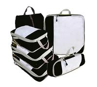Ysyqkn 6 Pièces Organisateur de Trousse de Compression Rangement Mesh Extensible Fermeture Solide Facile à Laver Convient pour Vacances, Noir