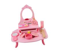 Ysyqkn Ensemble de Maquillage En Bois, Jouet de Beauté, Coiffeuse pour Enfants