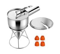 Ysyqkn Entonnoir En Acier Inoxydable avec Poignée Distributeur de Pâte pour Chocolat Outil de Décoration de Desserts Adapté à La Cuisson Pâtisserie Boulanger, Couvercle 1200ml 4 becs
