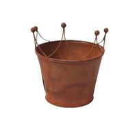Ysyqkn Pot de Fleur Couronne Ancienne Contenant de Plante Métal Rétro Jardinière Romantique Vase Antique Décoration Adapté Table Salon Jardin Balcon Bureau, 17x17x20cm