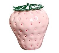 Ysyqkn Pot en Céramique Boîte à Thé Conteneur de Stockage Scellé Multifonction Couvercle Artisanal Forme Fraise pour Stockage du Thé Adaptée au Bureau, Rose