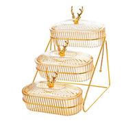 Ysyqkn Présentoir à étages avec Salade de Fruits Secs, Présentoir à Fruits, Plateau D'apéritifs, Assiette à Apéritifs pour Noix, Cupcakes, Ambre, 3 Couches