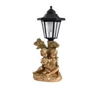 Ysyqkn Statue de Jardin Solaire pour Couple, Sculpture en Résine avec Lanterne Solaire pour L'extérieur, Idéale pour Décorer Jardins et Villas, Or