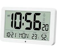 YsyYey Grand réveil numérique avec moniteur de température et d'humidité, horloge murale USB/piles, horloge murale intelligente et de chevet avec gradation automatique, DST automatique, horloge
