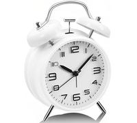 YsyYey Réveil analogique à double cloche, extra fort pour gros dormeurs, sans tic-tac, fonctionne avec piles avec veilleuse, réveil de chevet vintage en métal pour adultes, adolescents et enfants