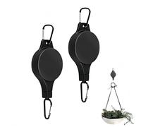 YTAXYZWR Poulie pour Plantes suspendues x2, Crochet réglable pour Pots de 15-25 cm, Support Mural intérieur extérieur, Charge 1-8 kg, système télescopique Noir Balcon Jardin