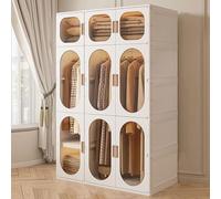 YTBHSHXZ Armoire de Chambre Bon marché, penderie Pliable en Acrylique avec Tringle et roulettes, matériaux PP métal(107 * 55 * 164cm)