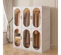 YTBHSHXZ Armoire de Chambre Bon marché, penderie Pliable en Acrylique avec Tringle et roulettes, matériaux PP métal(107 * 55 * 132cm)