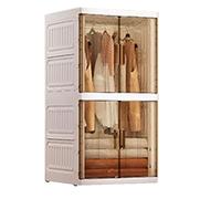 YTBHSHXZ Armoire Transparente Pliable Petite avec Cintre Coulissant dissimulé, Double Porte Fermeture magnétique(60 * 55 * 116.8cm)