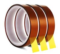 YTBUBOR Lot de 3 rouleaux de ruban adhésif haute température 20 m x 20 mm Résistant à la chaleur Film polyamide Autocollant Tawny Masking Tape pour tâches électriques, imprimantes 3D, soudure