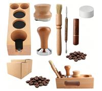 YTDTKJ Station de tamper en bois, kit d'accessoires pour expresso, distributeur de café, agitateur Wdt, stylo à latte, filtres en papier, brosse, kit d'accessoires expresso 51 mm (7 pièces)