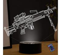 YTDZLTD 3D Arme Nuit Lampe 16 Couleurs Changeantes Puissance USB Télécommande Contact Switch Lampe Décorative Illusion Optique LED Lampe de Table Anniversaire Noël Cadeau Enfants Jouets