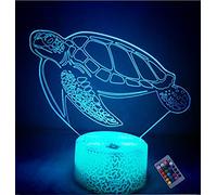 YTDZLTD 3D Tortue Nuit Lampe 16 Couleurs Changeantes Puissance USB Télécommande Contact Switch Lampe Décorative Illusion Optique LED Lampe de Table Anniversaire Noël Cadeau Enfants Jouets
