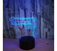 YTDZLTD Illusion Optique 3D Pistolet Nuit Lampe 16 Couleurs Changeantes Puissance USB Télécommande Contact Switch Lampe Décorative LED Lampe de Table Anniversaire Noël Cadeau Enfants Jouets