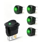Ytian 5 Pcs DC 20A 12V Rond Interrupteur à Bascule pour Voiture Bateau avec LED Vert