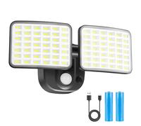 YTKIH Lampes de sécurité à piles rechargeables de longue durée, super lumineuses avec détecteur de mouvement, charge USB, projecteur LED pour extérieur pour garage, cour, entrée, patio, jardin