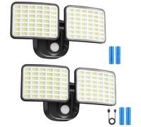 YTKIH Lot de 2 lampes de sécurité rechargeables d'extérieur avec détecteur de mouvement PIR, projecteur lumineux alimenté par piles, autonomie de 1 à 3 mois, applique murale à chargement USB pour