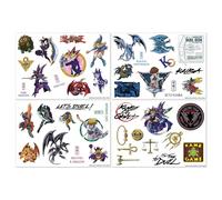 Yu-Gi-Oh! Tech Lot de 4 feuilles d'autocollants réutilisables en vinyle avec Yugi, dragon blanc aux yeux bleus, magicien noir et plus pour décoration d'ordinateur portable, téléphone, tablette et