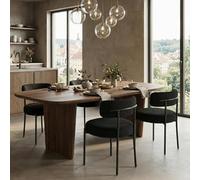 YU YUSING Lot de 4 Chaises de Salle à Manger Bouclettes Rembourrées en Tissu Teddy Ultra-épais, Chaises de Cuisine Salon Confortable Scandinaves, Design Rétro, Pieds en Métal, Restaurant, Noir